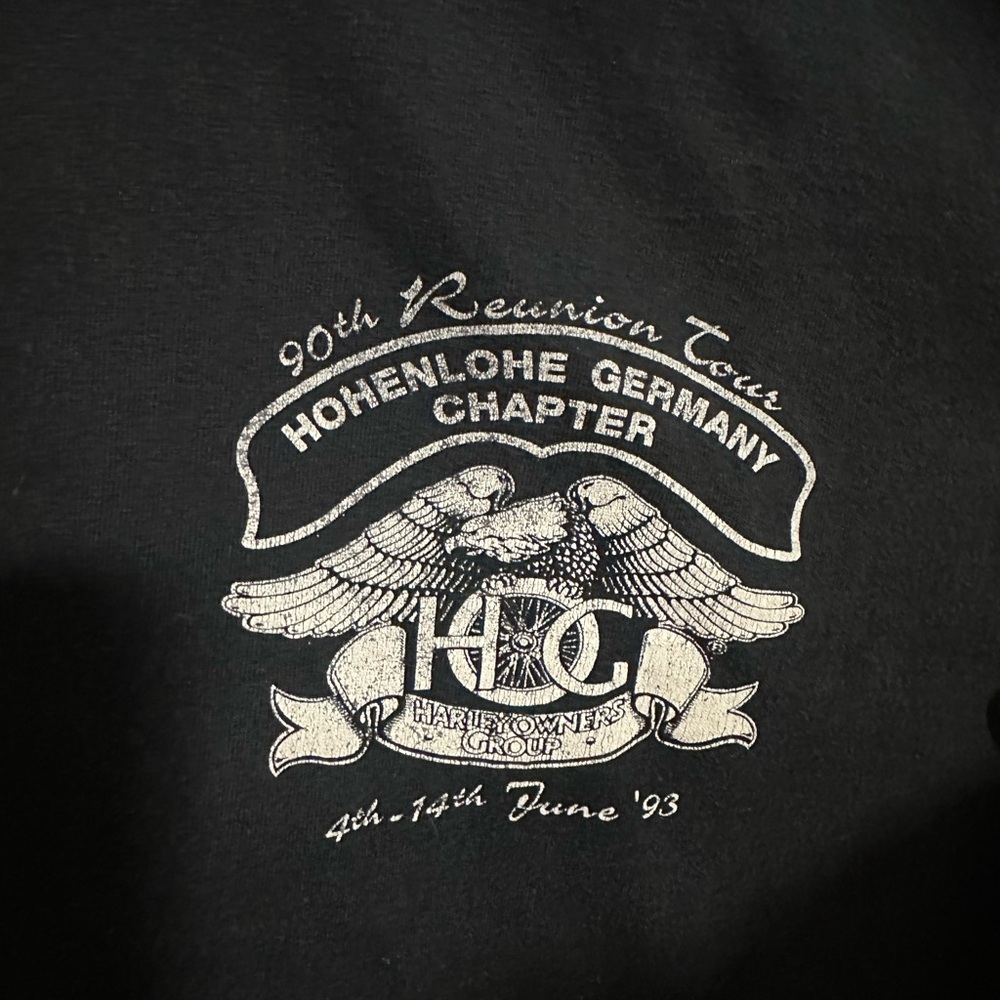 Vintage 90s Harley Davidson Tshirt H.O.G Germany 1993, XXL, Faded, Cotton - Picture 2 of 5